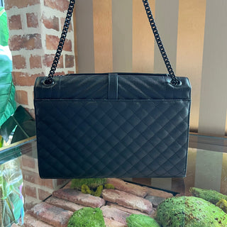 SAINT LAURENT Large Black On Black Triquilt Shoulder Bag
