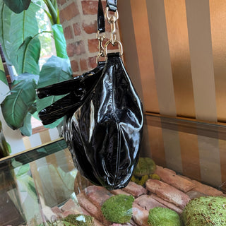 GUCCI Hysteria Medium Black Patent Hobo Bag
