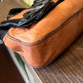 FENDI B Bag Osso Tan Nappa Patent Shoulder Bag