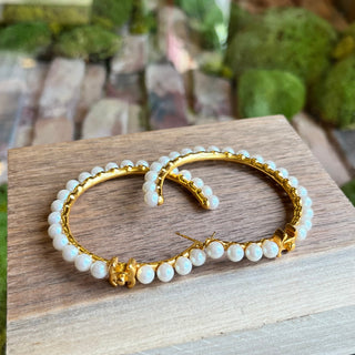 CHANEL Pearl CC More is More Small Hoop Earrings