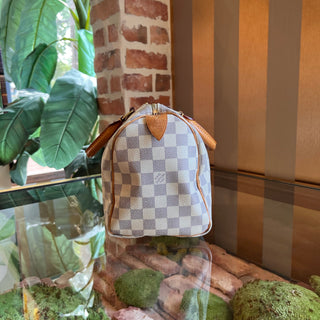 LOUIS VUITTON Speedy 25 Damier Azur Canvas Satchel