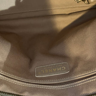 CHANEL Khaki Quilted Glazed Caviar Leather Coco Pleats Tote Bag ADI11206