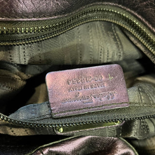 FERRAGAMO Metallic Purple Leather Woven Gancini Hobo Bag