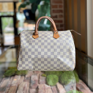 LOUIS VUITTON Speedy 30 Damier Azur Canvas Satchel