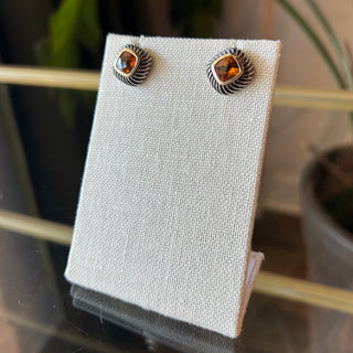 DAVID YUMAN Citrine and Sterling Silver Albion Studs