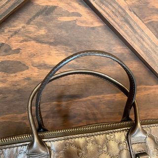 GUCCI Heart-Bit Brown Metallic Guccissima Leather Tote
