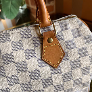LOUIS VUITTON Speedy 25 Damier Azur Canvas Satchel