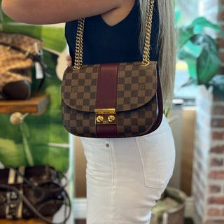 LOUIS VUITTON Wight Damier Ebene Bordeaux Canvas Shoulder Bag