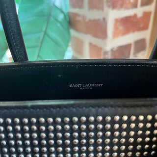 SAINT LAURENT Sac de Jour Small Black Studded Leather Tote Bag