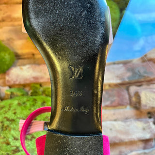 LOUIS VUITTON Pink Red Suede Rita Flat Sandals SZ 36.5 (6.5 US)
