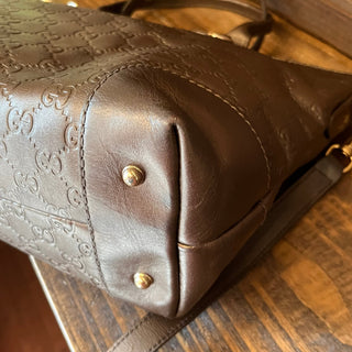GUCCI Heart-Bit Brown Metallic Guccissima Leather Tote