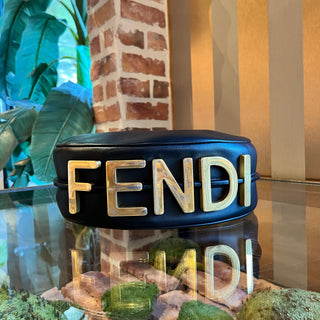 FENDI Fendigraphy Small Soft Calfskin Leather Hobo Bag