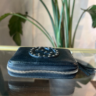 GUCCI Pebbled Calfskin Studded Soho Disco Compact Wallet