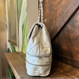 CHANEL Cream Expandable Calfskin Ligne Flap Shoulder Bag ADI11205