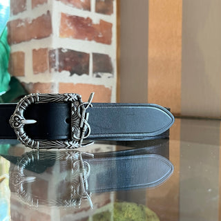 SAINT LAURENT Celtique Monogram Leather Belt