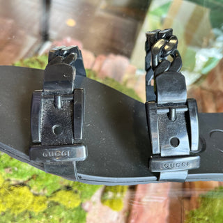 GUCCI Black Rubber Chain Flat Sandals SZ 40 (10US)