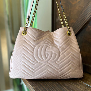 GUCCI GG Marmont Pink Matelassé Leather Chain Shoulder Bag