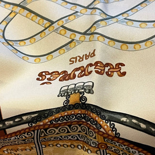 HERMES Paperoles Red Silk Scarf 90