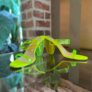 LOUBOUTIN Neon Yellow PVC Ovida Clear Sandal Heels SZ 41 (US 11)