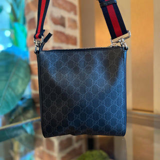 GUCCI Appia GG Supreme Monogram Calfskin Web Messenger Bag
