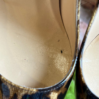 CHRISTIAN LOUBOUTIN Very Prive 120 Leopard Print Patent Peep Toe Pumps SZ35(5US)