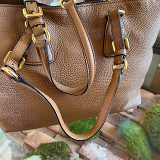 PRADA Brown Vitello Daino Leather Tote