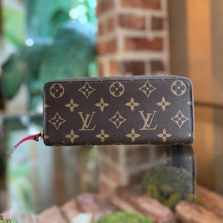 LOUIS VUITTON Clemence Fuchsia Monogram Canvas Wallet