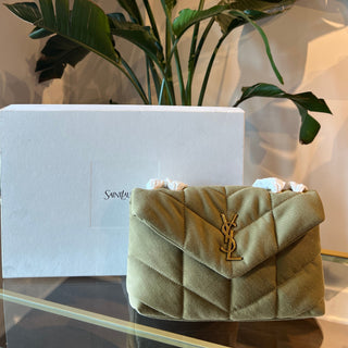 SAINT LAURENT Loulou Puffer Quilted Mini Green Shoulder Bag