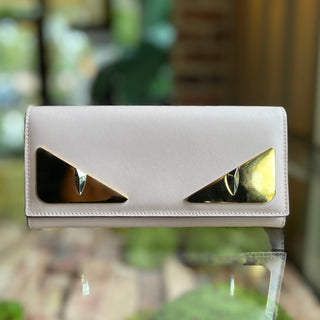 FENDI Light Pink Monster Eye Calfskin Wallet