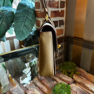 PRADA Saffiano Pattina Caramel Talco Crossbody
