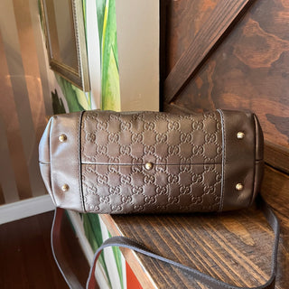 GUCCI Heart-Bit Brown Metallic Guccissima Leather Tote