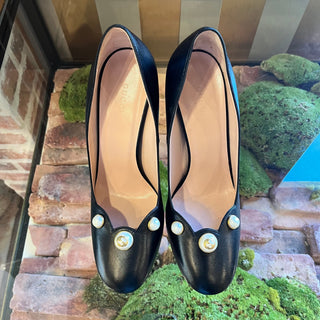 GUCCI Black Leather Pearl Embellished Pumps SZ 40 (10 US)