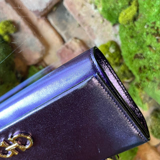 FERRAGAMO Purple Top Handle Wallet On Chain
