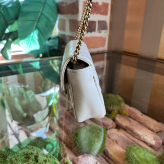 GUCCI GG Marmont White Matelassé Calfskin Crossbody Bag