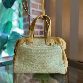 FENDI Chameleon Yellow Woven Raffia Tote