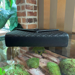 SAINT LAURENT Large Black On Black Triquilt Shoulder Bag
