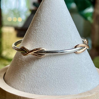 TIFFANY & CO. Infinity Double Cuff Bracelet Sterling Silver 18K Rose Gold