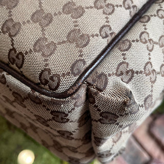GUCCI Beige Brown GG Canvas Diaper Crossbody Bag