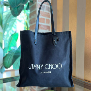 JIMMY CHOO Logo Canvas North South Tote Bag