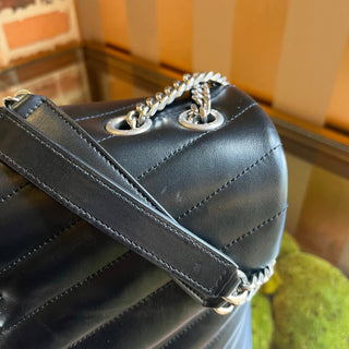 SAINT LAURENT Medium LouLou Black Matelasse Shoulder Bag