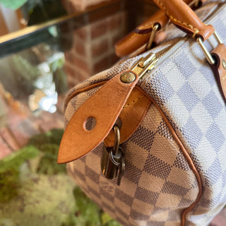 LOUIS VUITTON Speedy 25 Damier Azur Canvas Satchel
