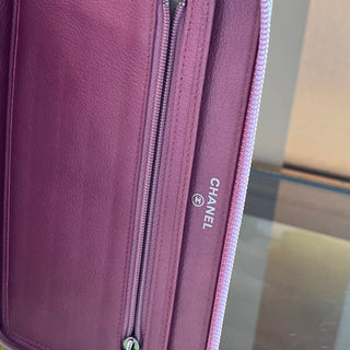 CHANEL Mauve Pink Leather Camilla Flower Organizer Wallet