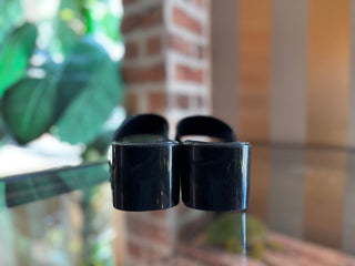 GUCCI Black Rubber Logo Platform Sandals