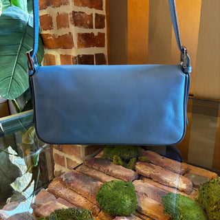 FENDI Vitello Enamel Azzurro Nebula Baguette Shoulder Bag