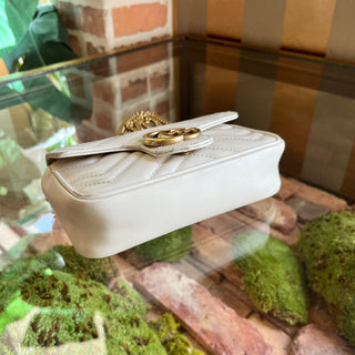GUCCI GG Marmont White Matelassé Calfskin Crossbody Bag