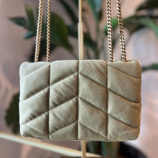 SAINT LAURENT Loulou Puffer Quilted Mini Green Shoulder Bag