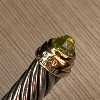 DAVID YURMAN Cable Green Peridot 925 Sterling Silver 14K Gold 5mm Bracelet