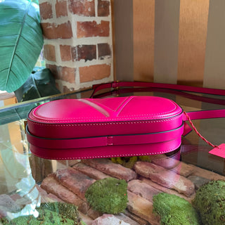 VALENTINO V Logo Walk Fuchsia Leather Crossbody Bag