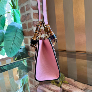 GUCCI Diana Small Textured Dollar Calfskin Web Tote Bag