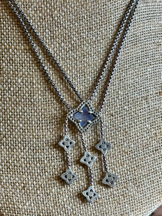 DAVID YURMAN Chalcedony Quatrefoil Diamond Drop Pendant Necklace